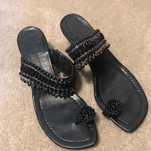 Black beaded sandals